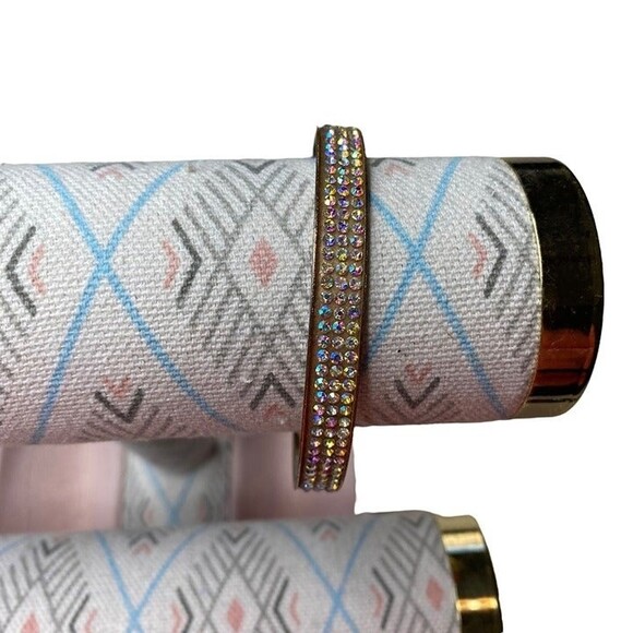 Rhinestone triple row bangle bracelet - Picture 1 of 5